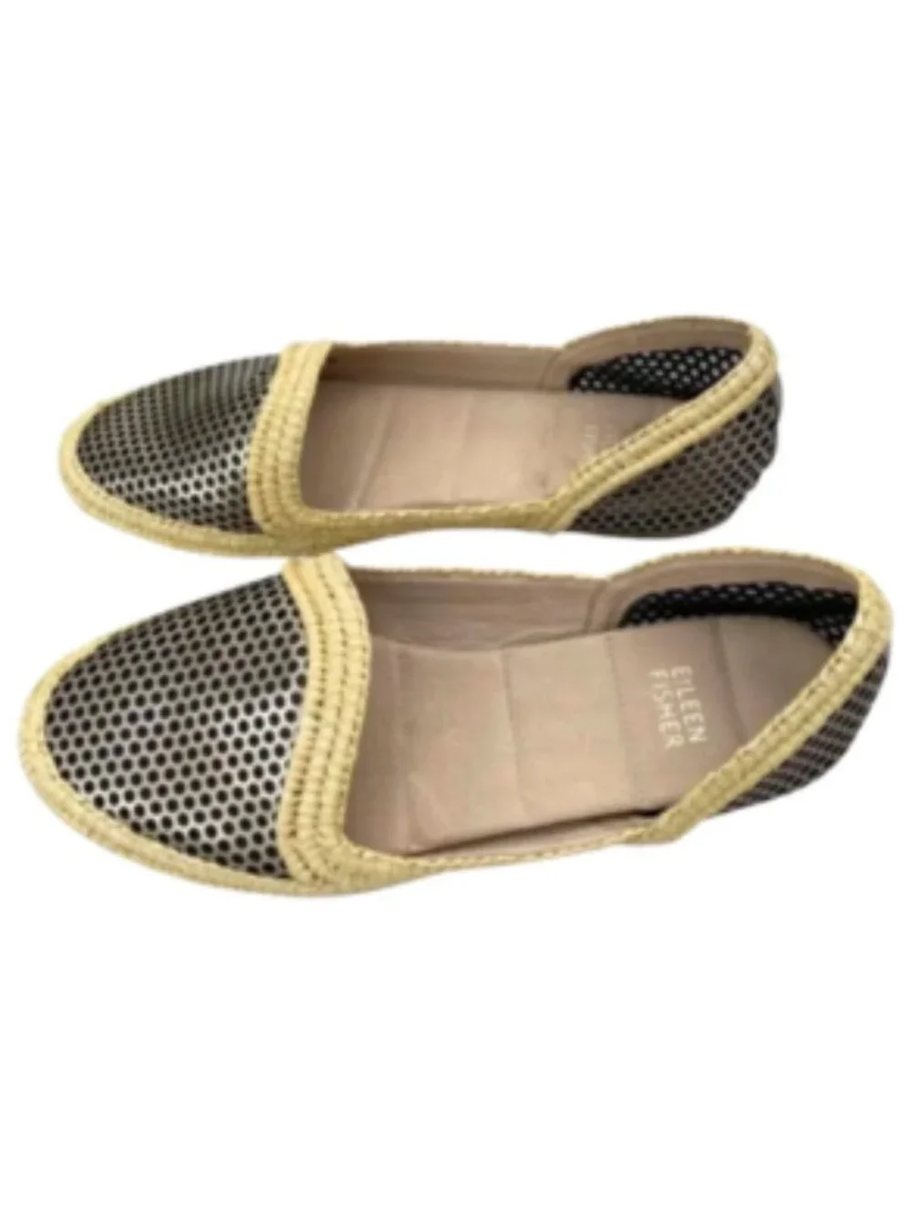 Eileen Fisher Espadrilles SALE! Unique Perforated Honeycomb Silver Metal, sz 7.5